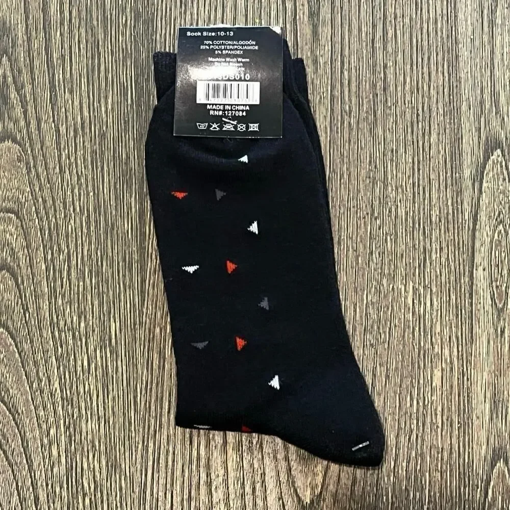 NWT Yelete Mens Dress Socks Printed Cotton Blend 513DS010 Black Size 10-13